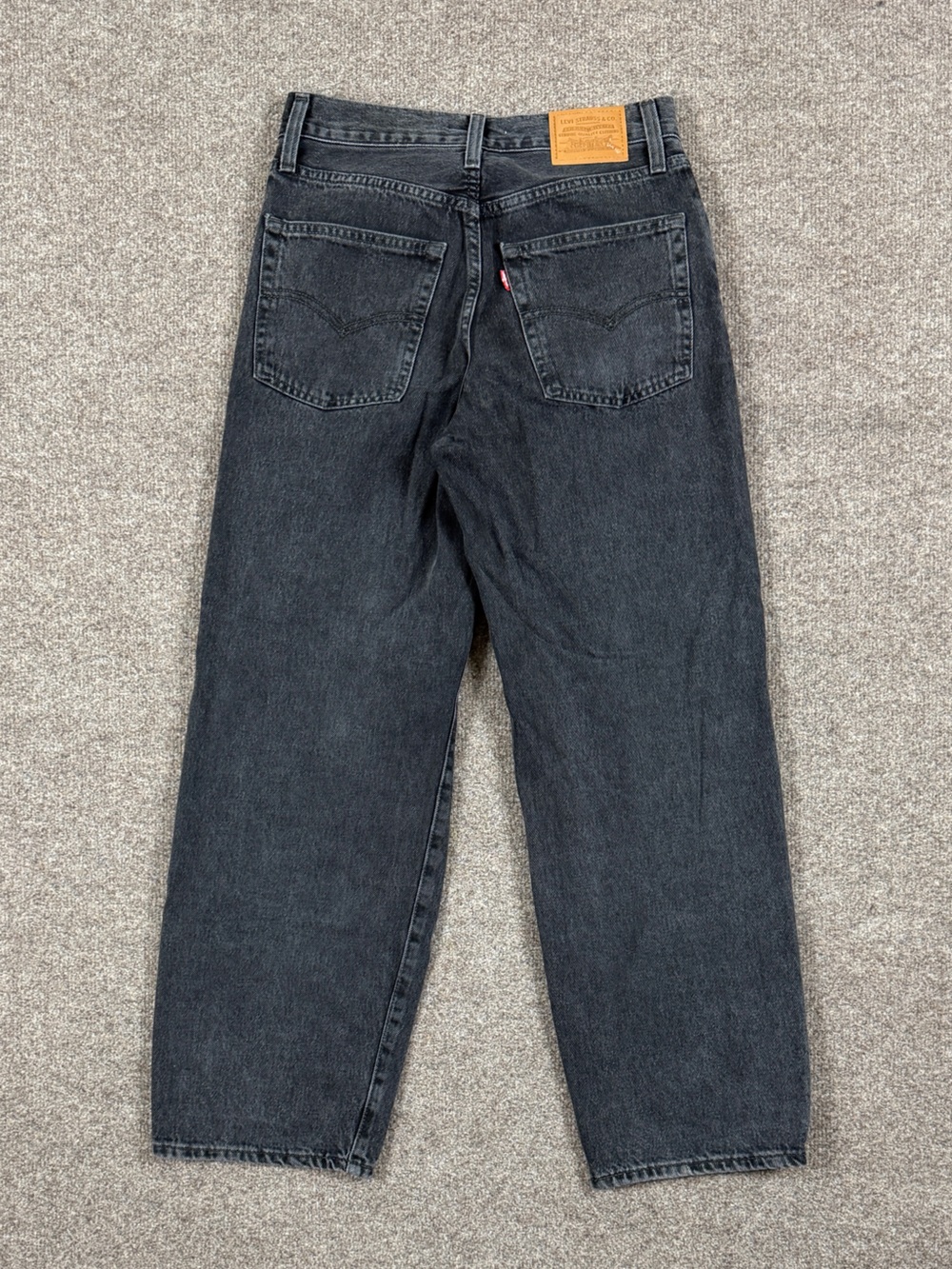 Levi’s Baggy Dad Washed Black Mid Rise Wide Leg Denim Jeans Women’s Size 25x30 - Picture 2 of 11